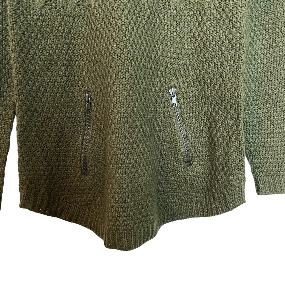 Hooked Up Olive Green Basketweave Long Sleeve Pullover Sweater Sz.XS - Picture 2 of 9